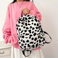 Plush Leopard Print Backpack
