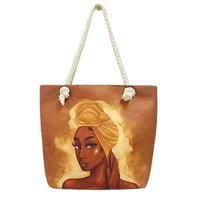 Classic Retro Printed Canvas Beach Bag