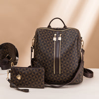 Double Zipper Travel Backpack Retro Print
