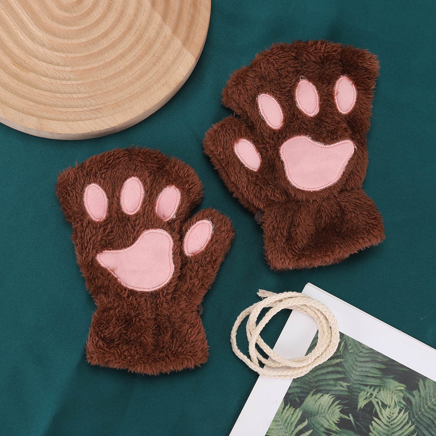 Cozy Paw Plush Flip Gloves