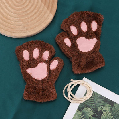 Cozy Paw Plush Flip Gloves