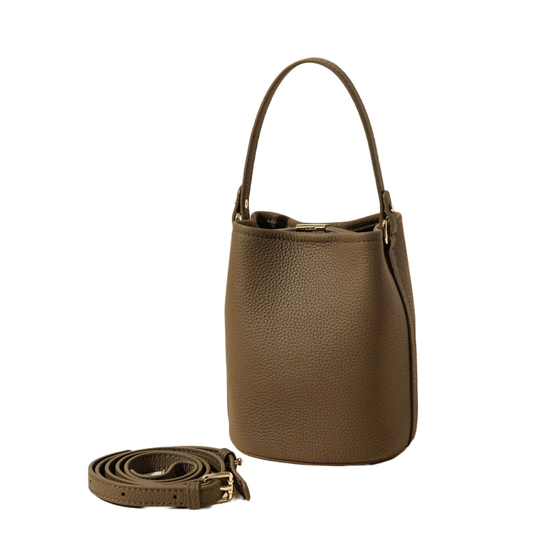 Genuine Cowhide Leather Urban Bucket Bag