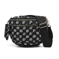 Checkerboard Pattern Crossbody Shell Bag