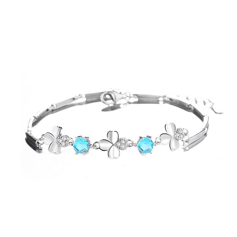 Aria Clover Sterling Silver & Zircon Bracelet