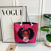 Classic Retro Printed Canvas Beach Bag
