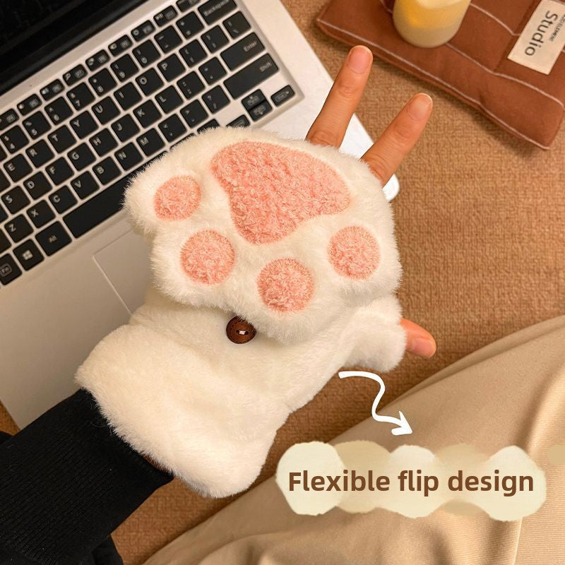 Cozy Paw Plush Flip Gloves