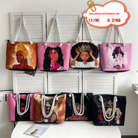 Classic Retro Printed Canvas Beach Bag