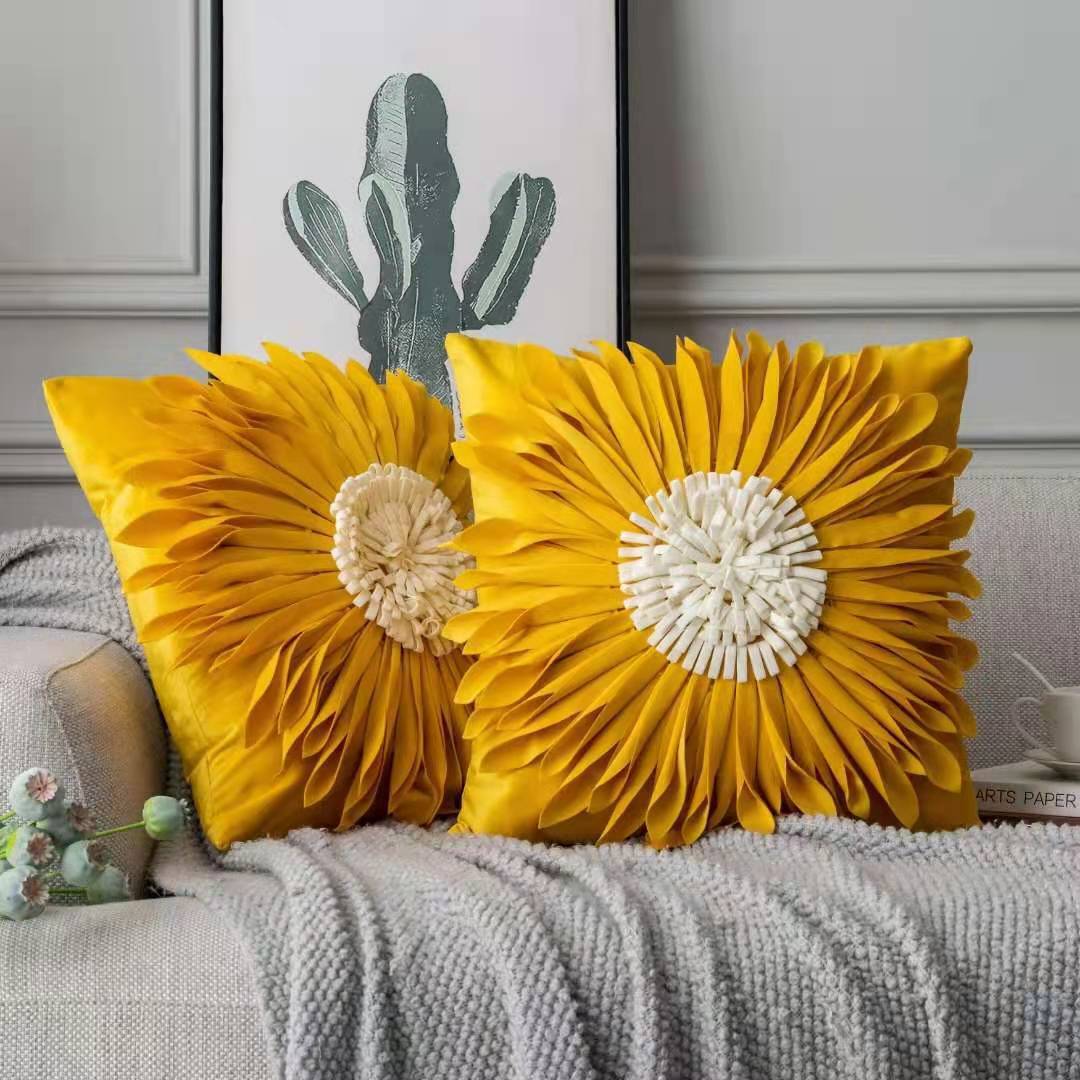 3D Flower Tufted Pillow