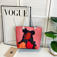 Classic Retro Printed Canvas Beach Bag