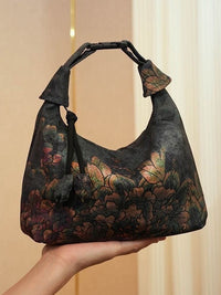 Xiangyunsha Crescent Crossbody Bag with Drawstring