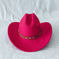 Western Cowboy Hat with Rivets and Curved Brim