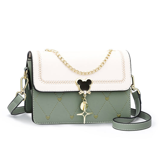 Aria Luxe genuine leather crossbody bag with raffia set