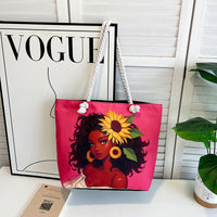 Classic Retro Printed Canvas Beach Bag