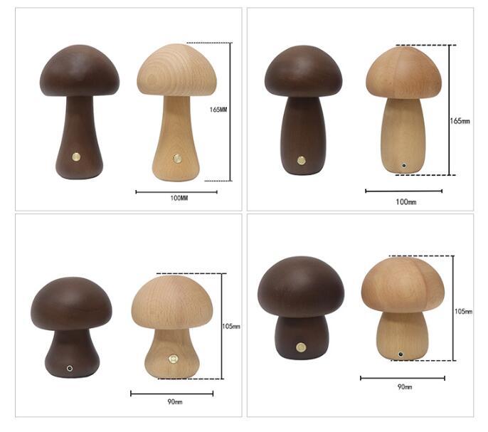 Wooden Mushroom Touch Lamp – LED Bedside Night Light for Bedroom & Home Décor