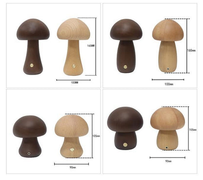 Wooden Mushroom Touch Lamp – LED Bedside Night Light for Bedroom & Home Décor
