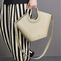 AriaLuxe French Maison Basket Tote - Cowhide Leather Vegetable Style