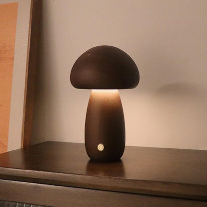 Wooden Mushroom Touch Lamp – LED Bedside Night Light for Bedroom & Home Décor
