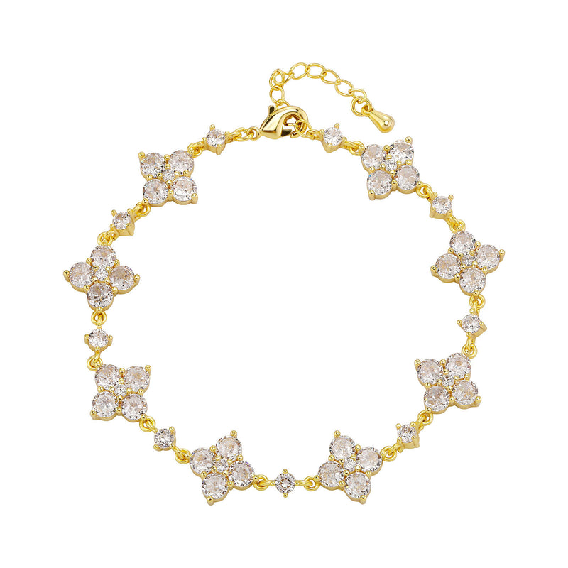 Four-Leaf Clover Zircon Bracelet