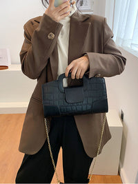 Croc-Embossed Chain Crossbody Bag