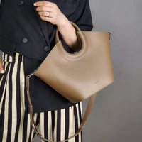 AriaLuxe French Maison Basket Tote - Cowhide Leather Vegetable Style