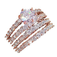 Hollow Double Layer Zircon Engagement Ring Pair