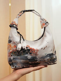 Xiangyunsha Crescent Crossbody Bag with Drawstring