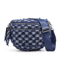 Checkerboard Pattern Crossbody Shell Bag