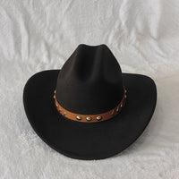 Western Cowboy Hat with Rivets and Curved Brim
