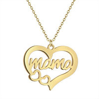 Mama Hollow Heart Pendant Necklace