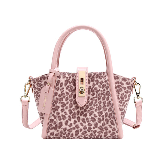 Pink Leopard Print Bucket Handbag