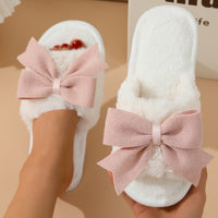 Plush Bow Slippers
