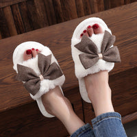 Plush Bow Slippers