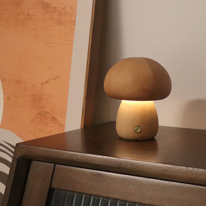 Wooden Mushroom Touch Lamp – LED Bedside Night Light for Bedroom & Home Décor