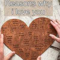 “Reasons Why I Love You” Wooden Heart Puzzle