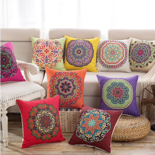 Handcrafted Bohemian Pillow Set – Colorful Mandala Designs