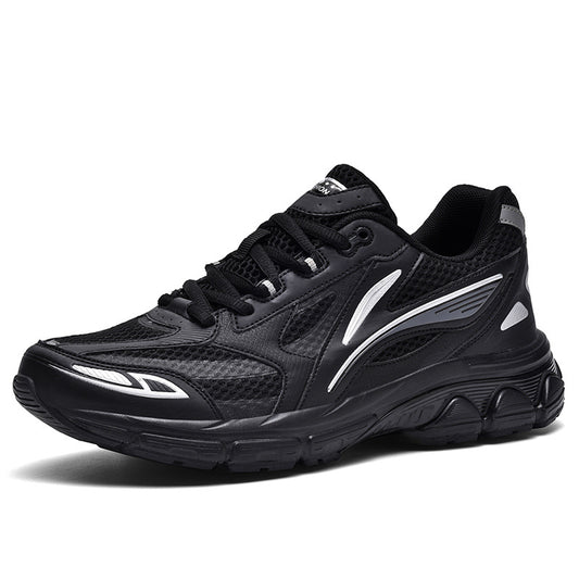 Black CloudStep Mesh Sneakers featuring a breathable mesh upper, sleek design, and reflective accents for visibility.