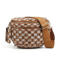 Checkerboard Pattern Crossbody Shell Bag