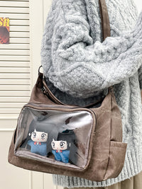 Clear Luxe PU Tote Bag with Transparent Front