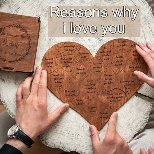 “Reasons Why I Love You” Wooden Heart Puzzle