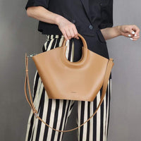AriaLuxe French Maison Basket Tote - Cowhide Leather Vegetable Style