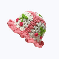Cherry Embellished Knitted Hat