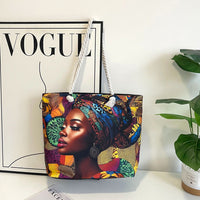 Classic Retro Printed Canvas Beach Bag