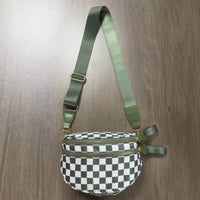 Checkerboard Pattern Crossbody Shell Bag